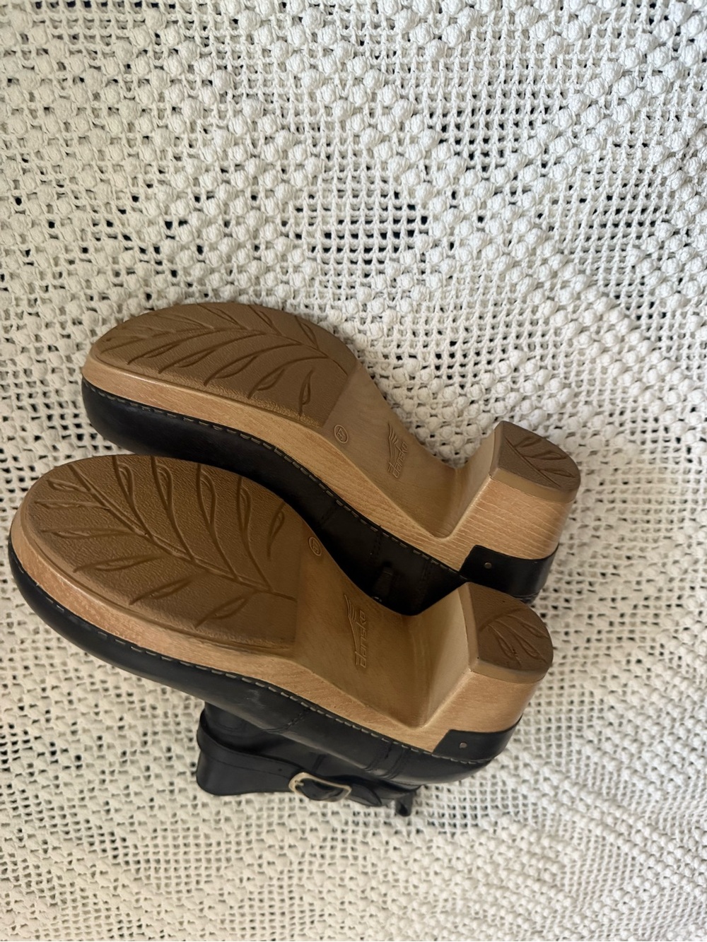 Dansko Black Leather Ankle Booties with Side Buckle - Picture 3 of 5
